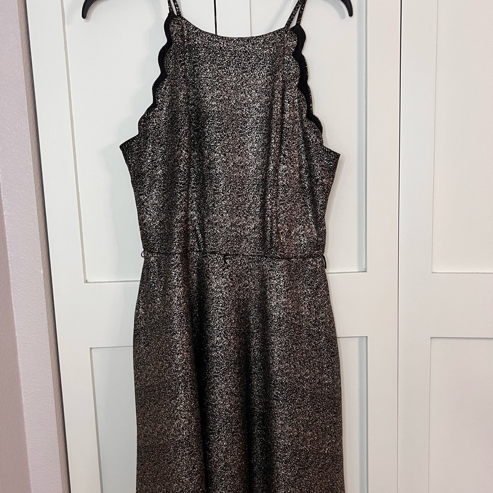 Iz Byer Silver and Black and Gold Cocktail Dress
